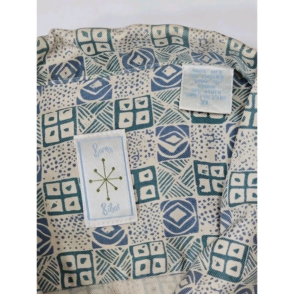 BURMA BIBAS Men's Short Sleeve Button-Up W/Pocket 100% SILK EXTRA‎ LARGE Shirt
